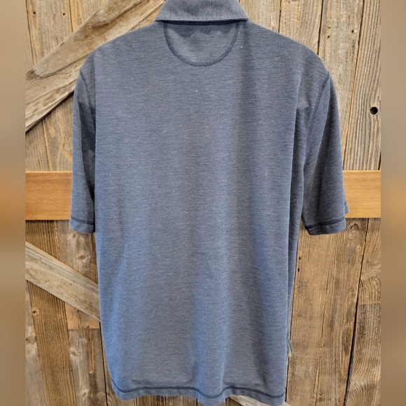 Orvis Shirt Mens XL Trout Bum Polo Navy Blue Short Sleeve Snap Closure - Picture 2 of 8